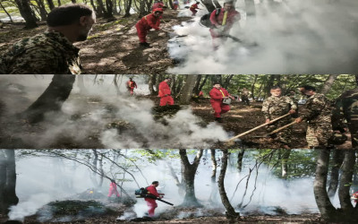 مانور عملیاتی اطفای حریق در پارک جنگلی برگزار شد